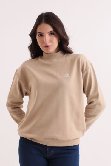 Blusa De Moletom Bordada Feminino Revanche Comores BEGE