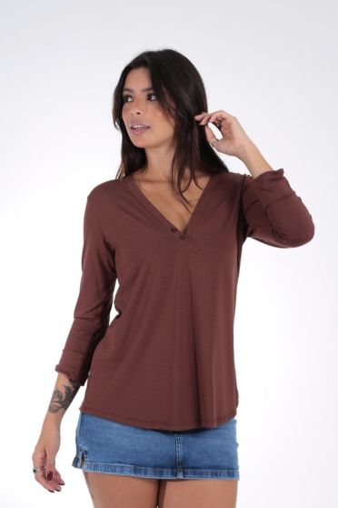 Blusa Com Bot&otilde;es Feminina Revanche Selena