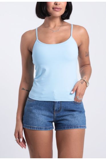 Blusa Feminina Regata Com Alça Regulável - BL.FEM.00239 AZUL BEBE