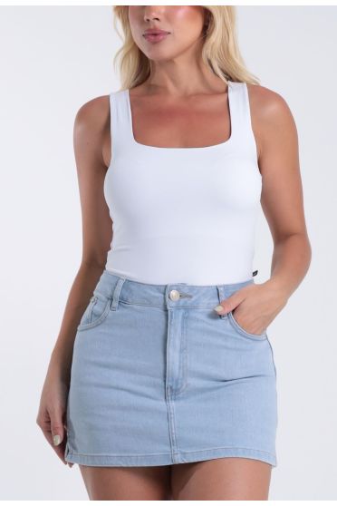 Blusa Regata Cavada Dupla Face Frente e Costas - BL.FEM.00242 BRANCO