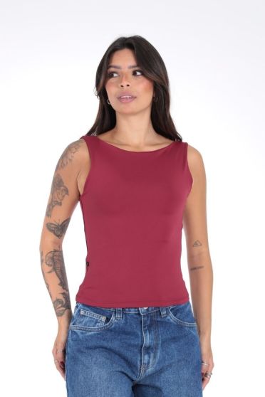 Blusa Regata Cavada Uso Frente e Costas Feminina Revanche Beatriz MARSALA