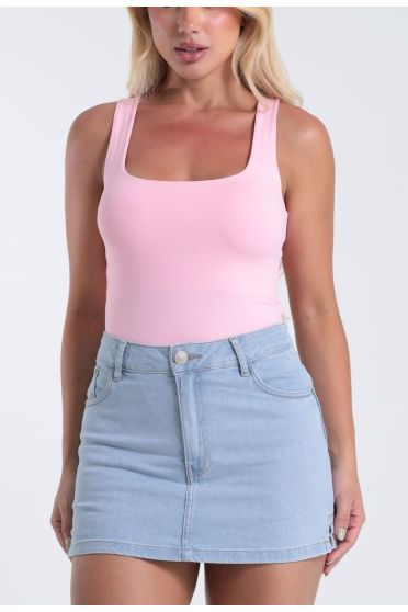 Blusa Regata Cavada Dupla Face Frente e Costas - BL.FEM.00242 ROSA