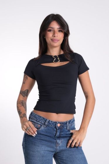 Blusa Com Recortes e Detalhe Feminina Revanche Vergara