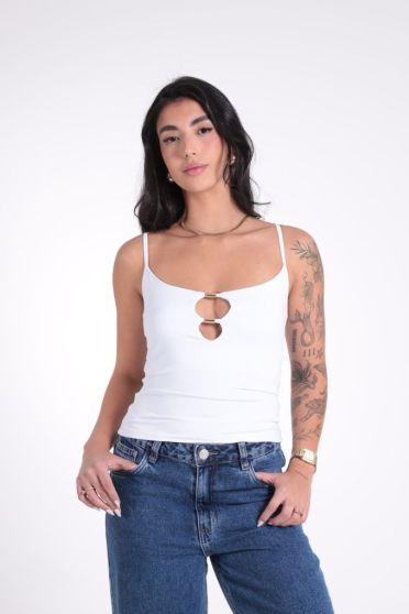 Blusa Feminina Decote Cavado com Acessório e Alcinha Revanche-BL.FEM.00253 BRANCO