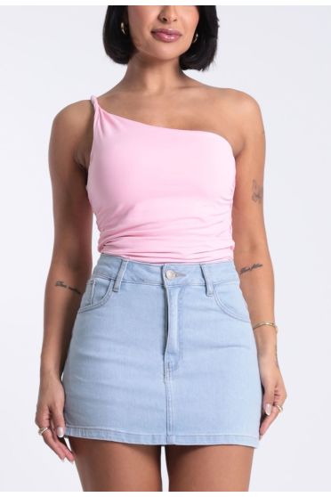 Blusa Feminina Ombro Só Franzida Com Ombro Torcido Revanche-BL.FEM.00258 ROSA