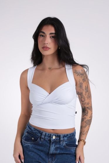 Blusa Feminina Cavada Com Decote Transpassado Revanche-BL.FEM.00259 BRANCO