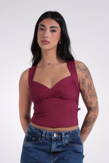 Blusa Feminina Cavada Com Decote Transpassado Revanche-BL.FEM.00259 VINHO