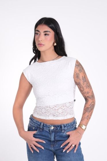 Blusa Feminina Regata Rendada Revanche-BL.FEM.00262 OFF WHITE