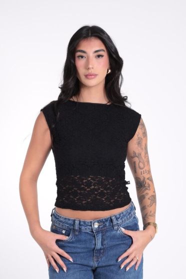 Blusa Feminina Regata Rendada Revanche-BL.FEM.00262 PRETO