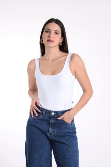 Body Maiô Cavado Feminino Decote Profundo Revanche-BL.FEM.00265 BRANCO