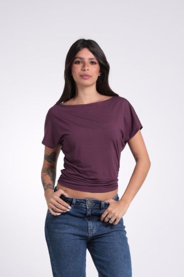Blusa Feminina Ampla Com Franzido Nas Laterais Revanche-BL.FEM.00273 VINHO