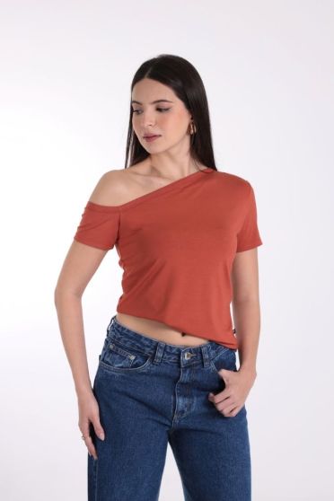 Blusa Feminina Decote Assimétrico Revanche-BL.FEM.00276 TERRACOTTA
