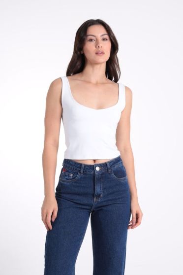 Blusa Regata Feminina Decote V Suplex Revanche-BL.FEM.00287 BRANCO