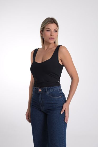 Blusa Regata Feminina Decote V Suplex Revanche-BL.FEM.00287 PRETO