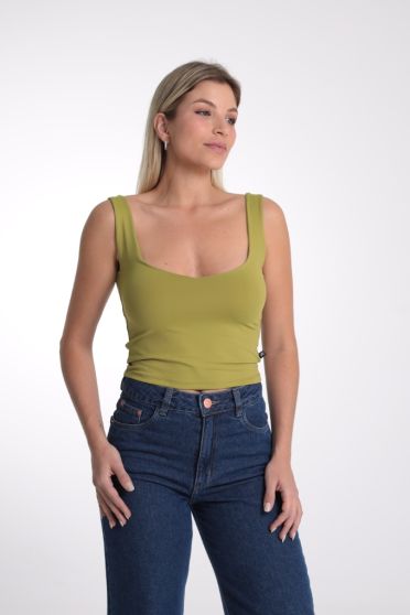 Blusa Regata Feminina Decote V Suplex Revanche-BL.FEM.00287 VERDE OLIVA