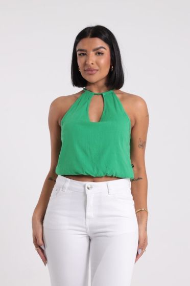 Blusa Feminina Decote V Com Amarração Revanche-BL.FEM.00289 VERDE