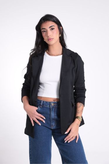 Blazer Bandagem Com Recortes Feminino Revanche Sarauaque PRETO