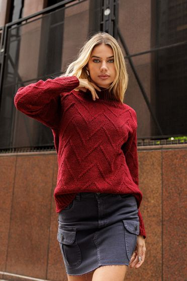 Blusa De Tricot Cacharel Manga Longa Feminina Revanche Fercal VINHO