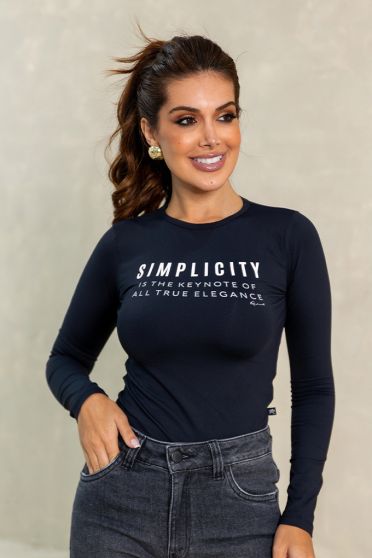 Blusa Manga Longa Estampada Feminina Revanche Celeia PRETO