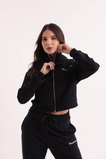Blusa Moletinho Bordada Gola Alta Feminino Revanche Abiss&iacute;nia PRETO