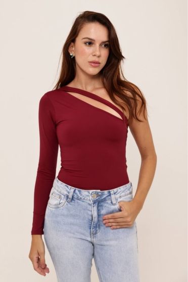 Blusa Ombro Só Decote Com Abertura Feminino Revanche Letônia VINHO