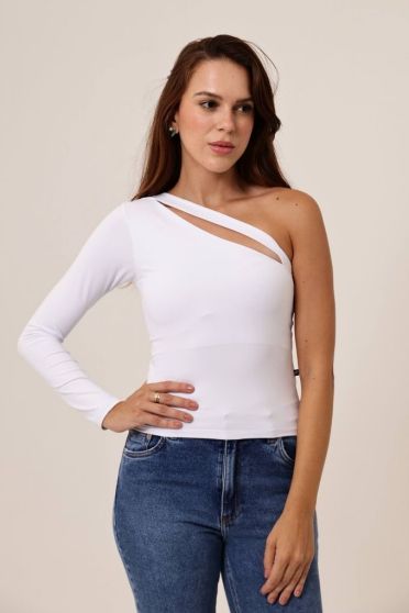 Blusa Ombro Só Decote Com Abertura Feminino Revanche Letônia BRANCO