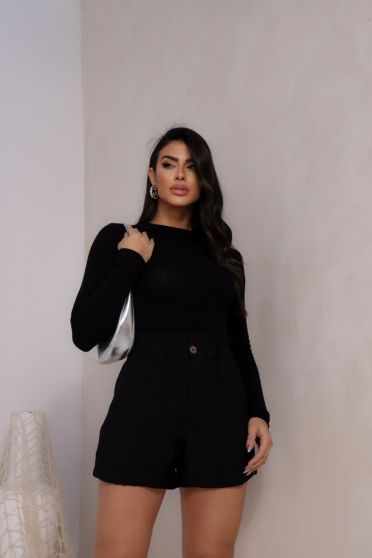 Blusa Tricot Gola Alta Detalhe Trançado Feminina Revanche Prusa PRETO