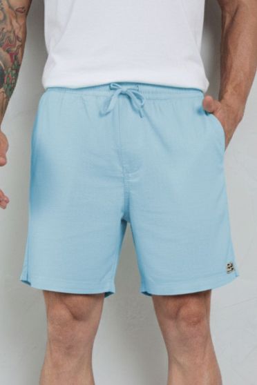 Bermuda De Linho Com Bolso Embutido Masculino Revanche Catacaos AZUL CLARO