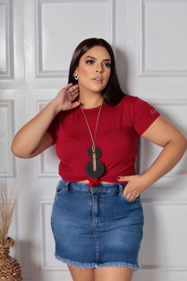 Blusa Baby Look Basica Curvy Feminina Revanche Zadar BORDO