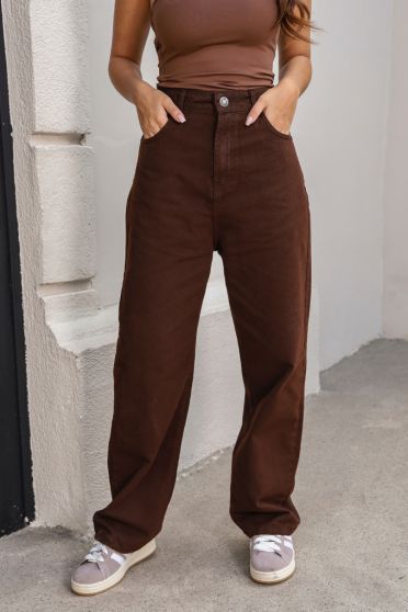 Calça Jeans Boyfriend Barra Normal Feminino Revanche Anderva MARROM CAFE