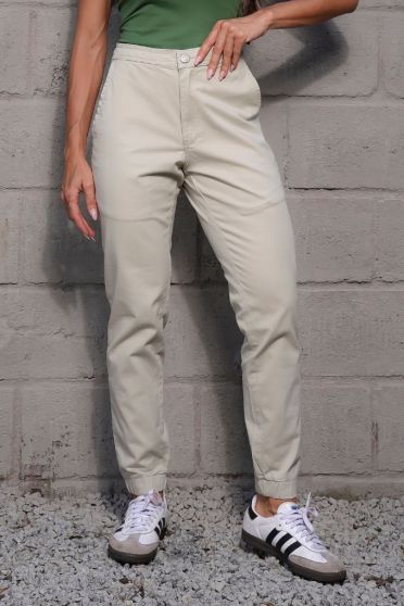 Calça Jogger Sarja Bolso Faca Comfy Feminino Revanche Brampton AREIA