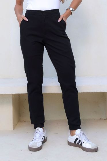 Calça Jogger Sarja Bolso Faca Comfy Feminino Revanche Brampton PRETO