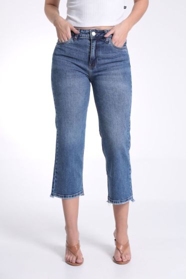 Calça Jeans Reta Cropped Barra Diferenciada Feminino Revanche Arroyo UNICA