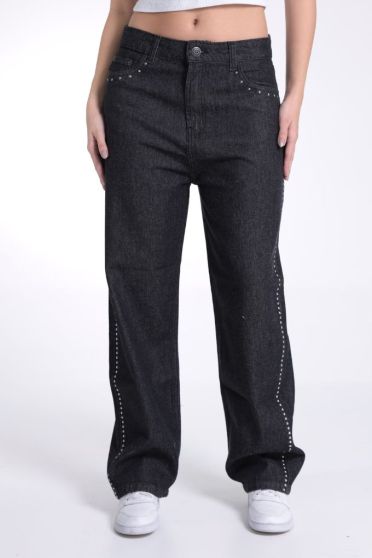Cal&ccedil;a Jeans Boyfriend Com Aplica&ccedil;&otilde;es Feminino Revanche Groenl&acirc;ndia UNICA