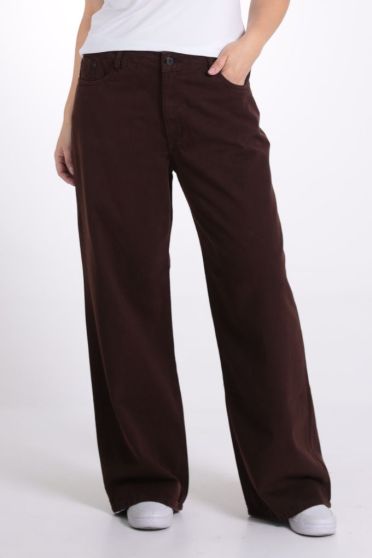Calça Wide Leg Color Plus Feminina Revanche Maroa MARROM ESCURO