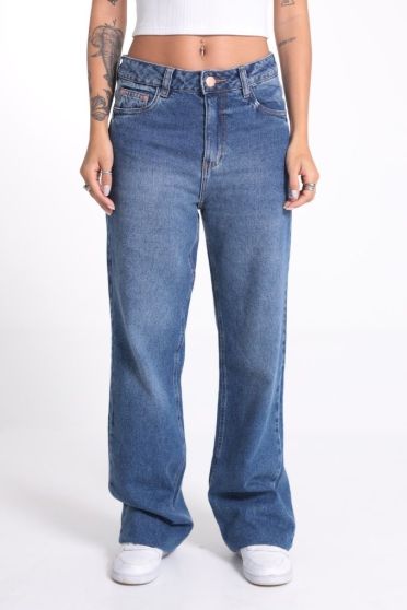 Cal&ccedil;a Jeans Reta Com Barra a Fio Feminina Revanche Hoasic UNICA
