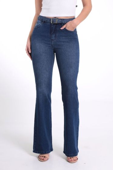 Cal&ccedil;a Jeans Flare Feminina com Cinto Revanche Camila