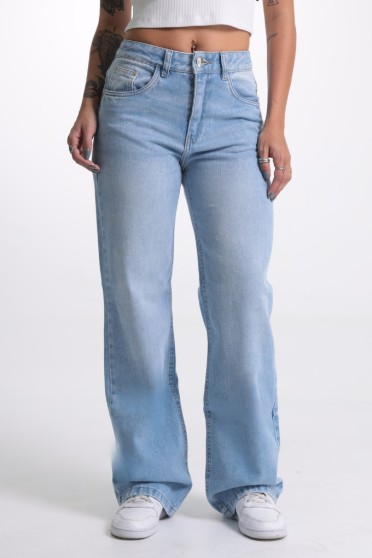 Calça Wide Leg Jeans Feminina Básica Revanche-CA.FEM.00577