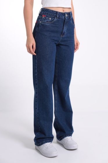 Calça Reta Jeans Feminina Com Bordado Coração Revanche-CA.FEM.00583 UNICA