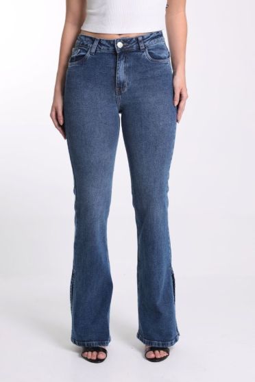 Calça Flare Jeans Feminina Com Abertura Lateral Revanche-CA.FEM.00594 UNICA