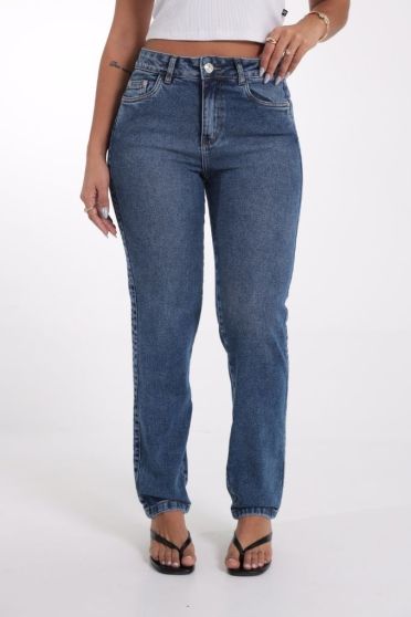 Calça Feminina Jeans Reta Recorte Lateral Revanche-CA.FEM.00600 UNICA