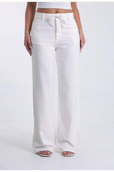 Cal&ccedil;a Feminina Wide Com Cord&atilde;o Cintura - CA.FEM.00625 NATURAL