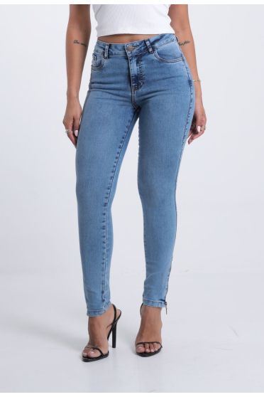 Cal&ccedil;a Jeans Skinny Feminina Z&iacute;per Barra - CA.FEM.00636 AZUL