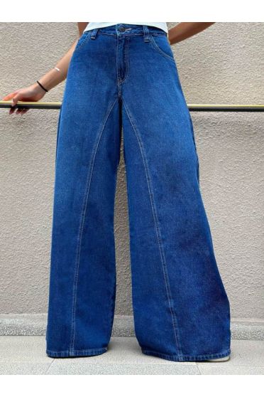 Calça Jeans Pantalona Com Recorte Feminina Revanche Cazorla Azul