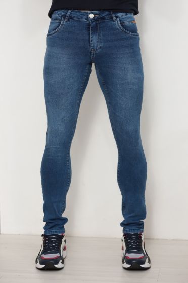 Calça Jeans Regular Cós Bordado Masculina Revanche Sando Azul