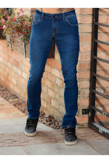 Calça jeans reta masculina Revanche Velenje Azul