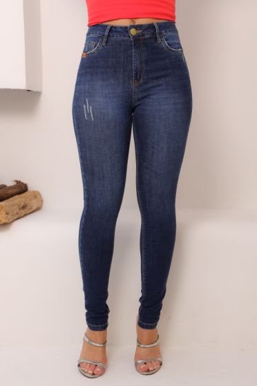 Calça Jeans Skinny Barra Normal Com Elastano Feminina Revanche Lucerna AZUL