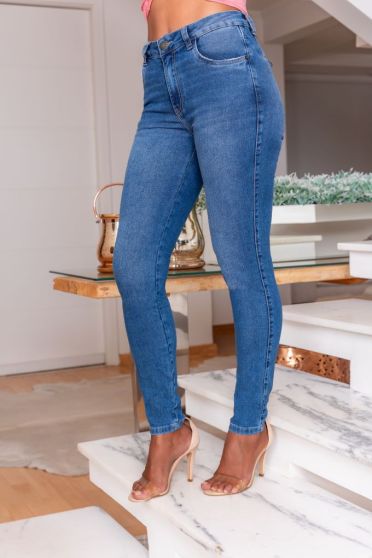 Calça Jeans Skinny Com Bolso Embutido Feminina Revanche Araripe Azul
