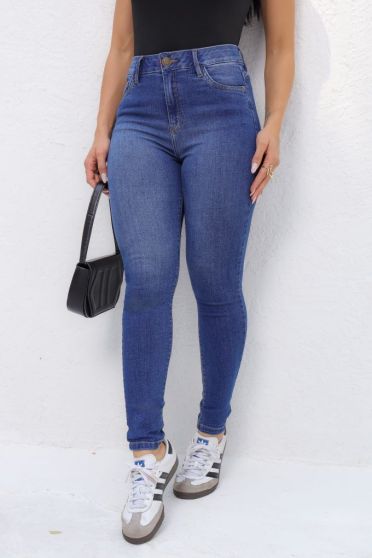 Calça Jeans Skinny Com Cós Personalizado Feminina Revanche Agrolândia Azul
