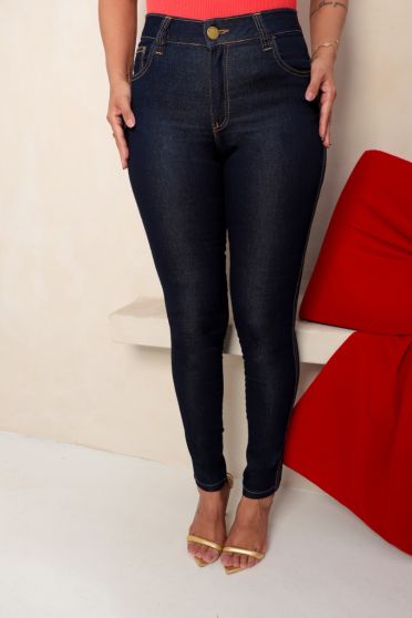 Calça Jeans Skinny Com Cós Personalizado Feminina Revanche Melón Azul
